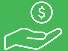 Hand giving money icon
